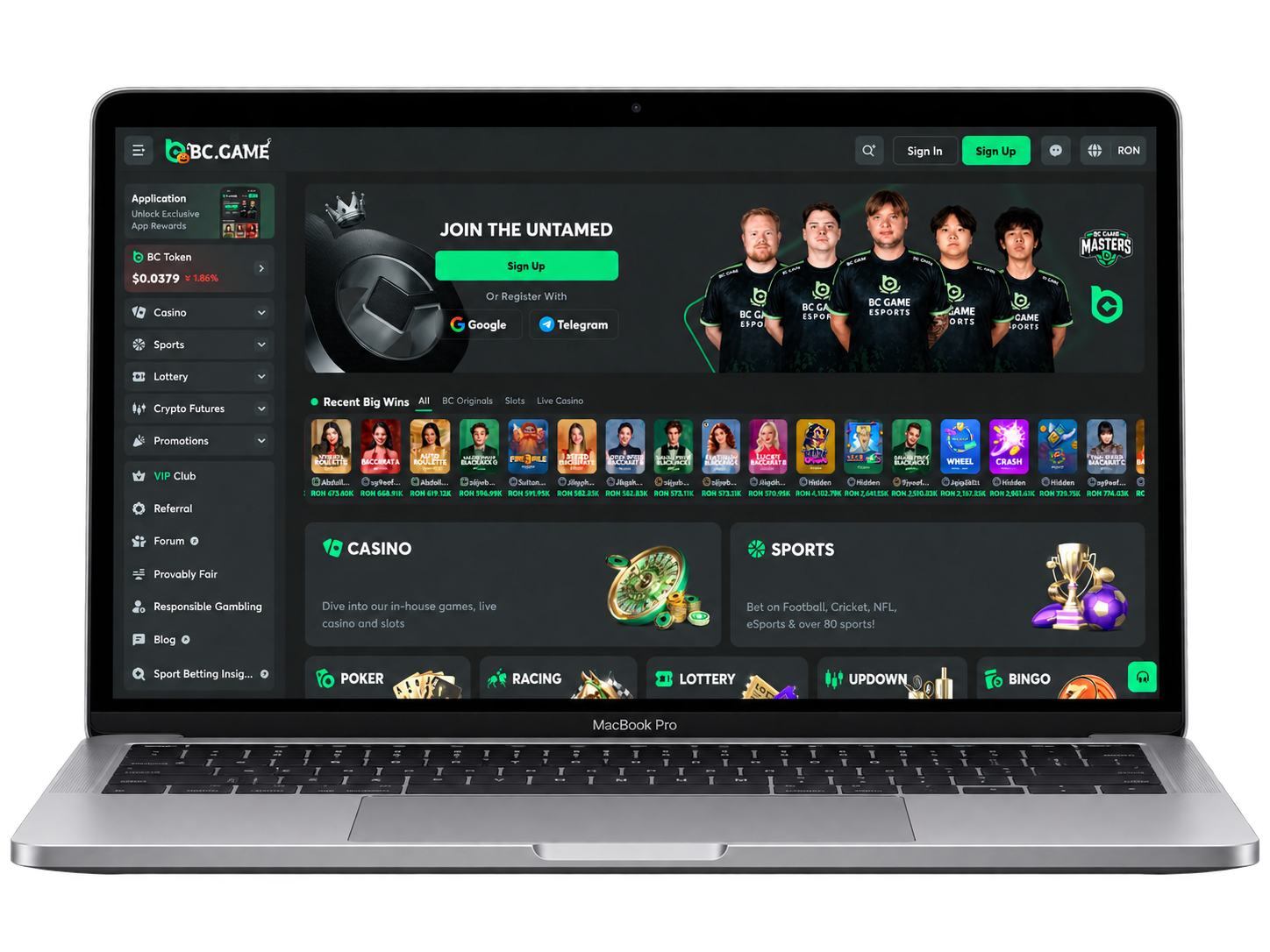 BC Game crypto casino PC experience