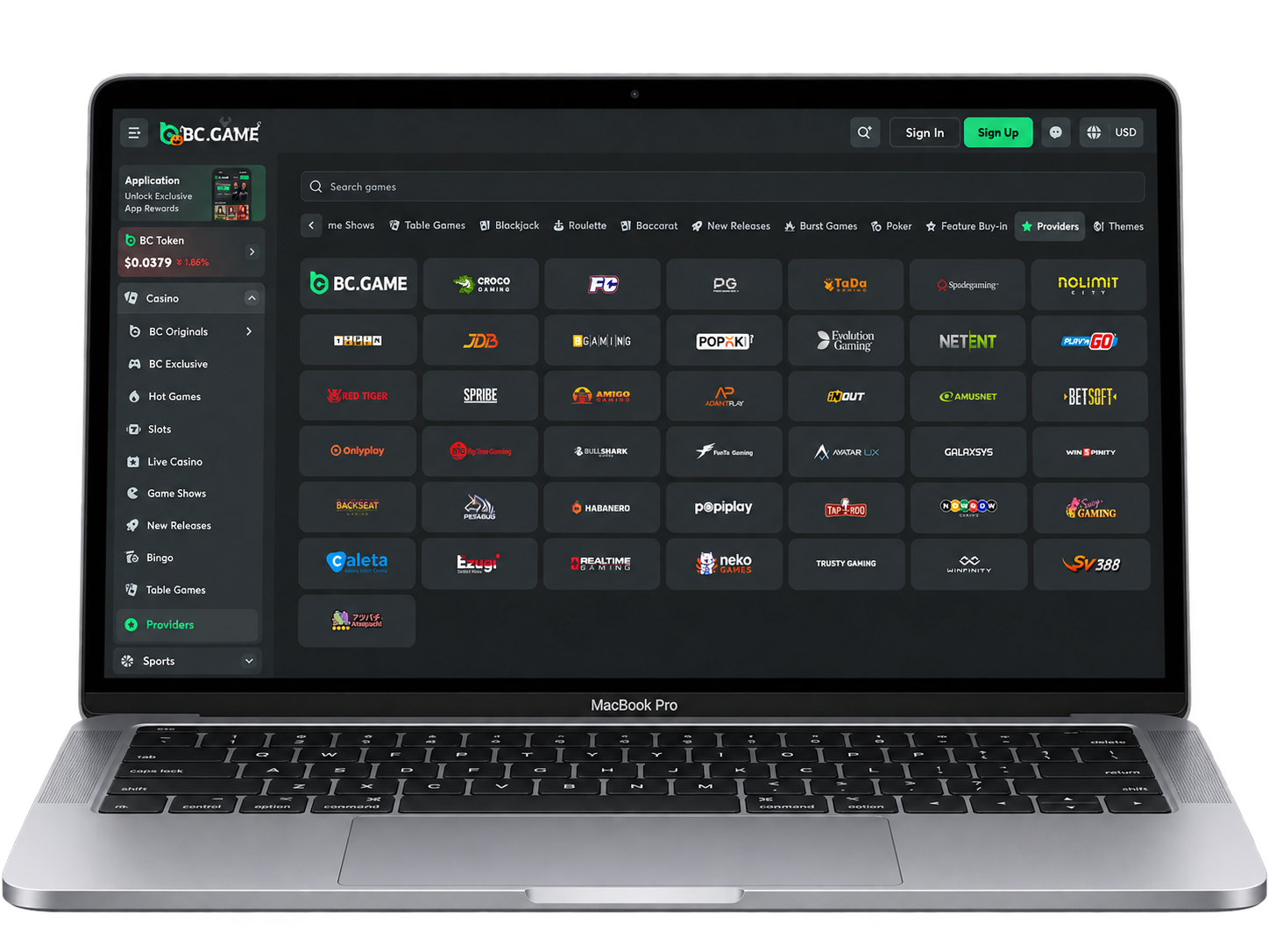 BC Game crypto casino PC experience