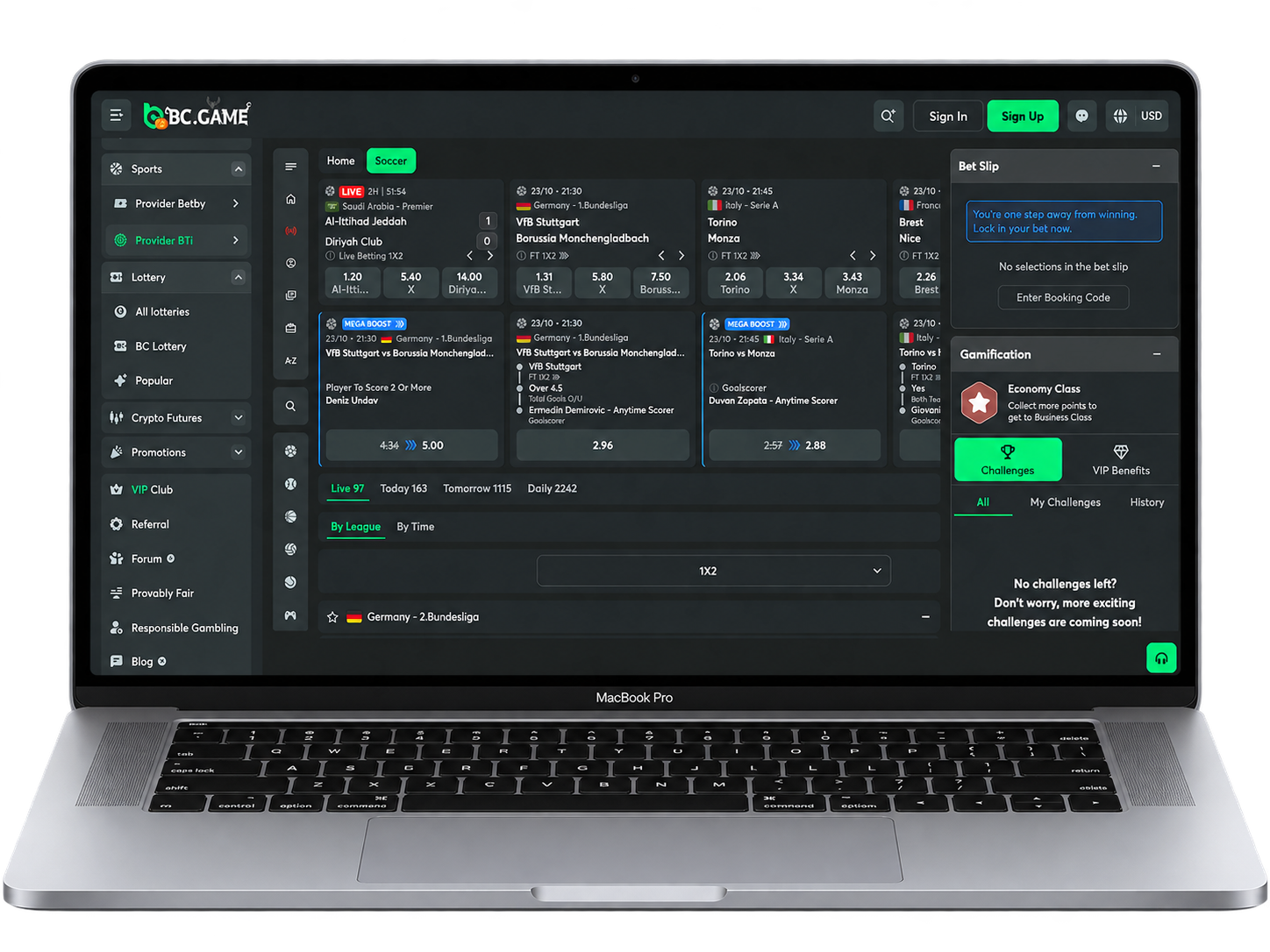 BC Game crypto casino PC experience