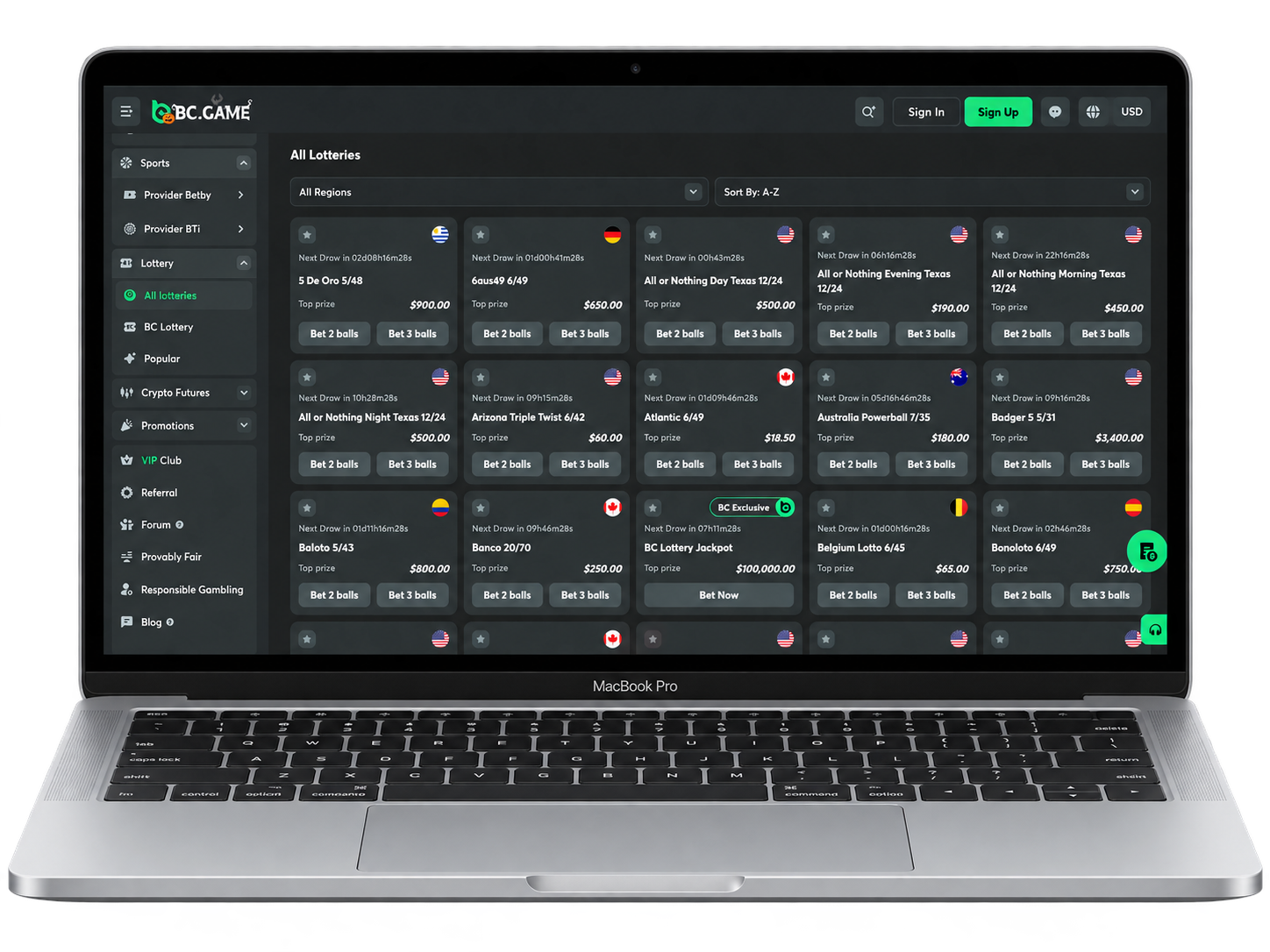 BC Game crypto casino PC experience