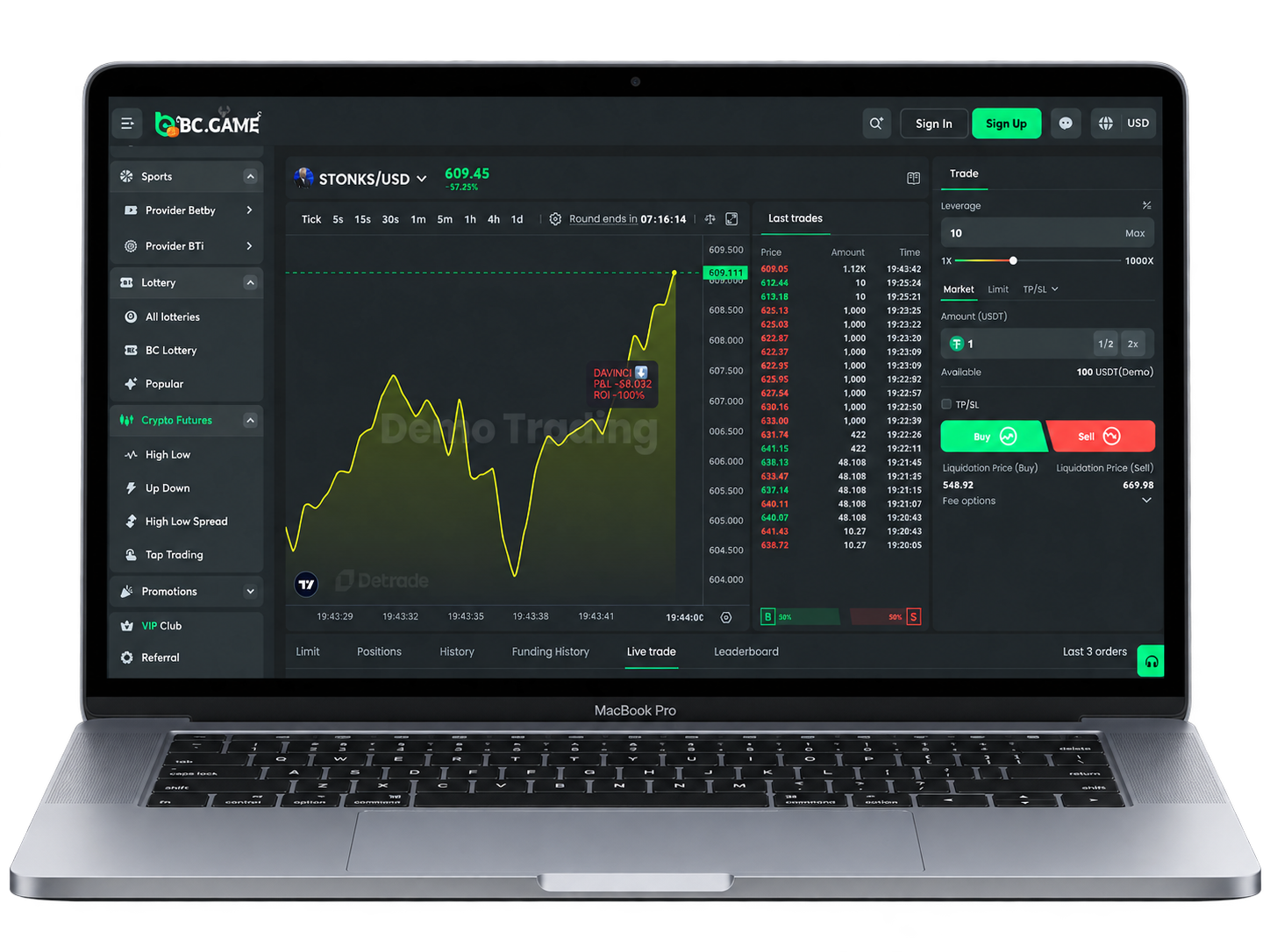 BC Game crypto casino PC experience