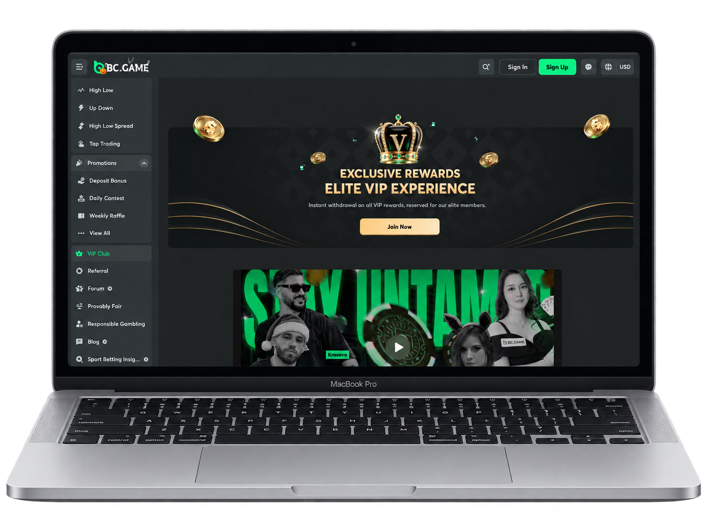 BC Game crypto casino PC experience