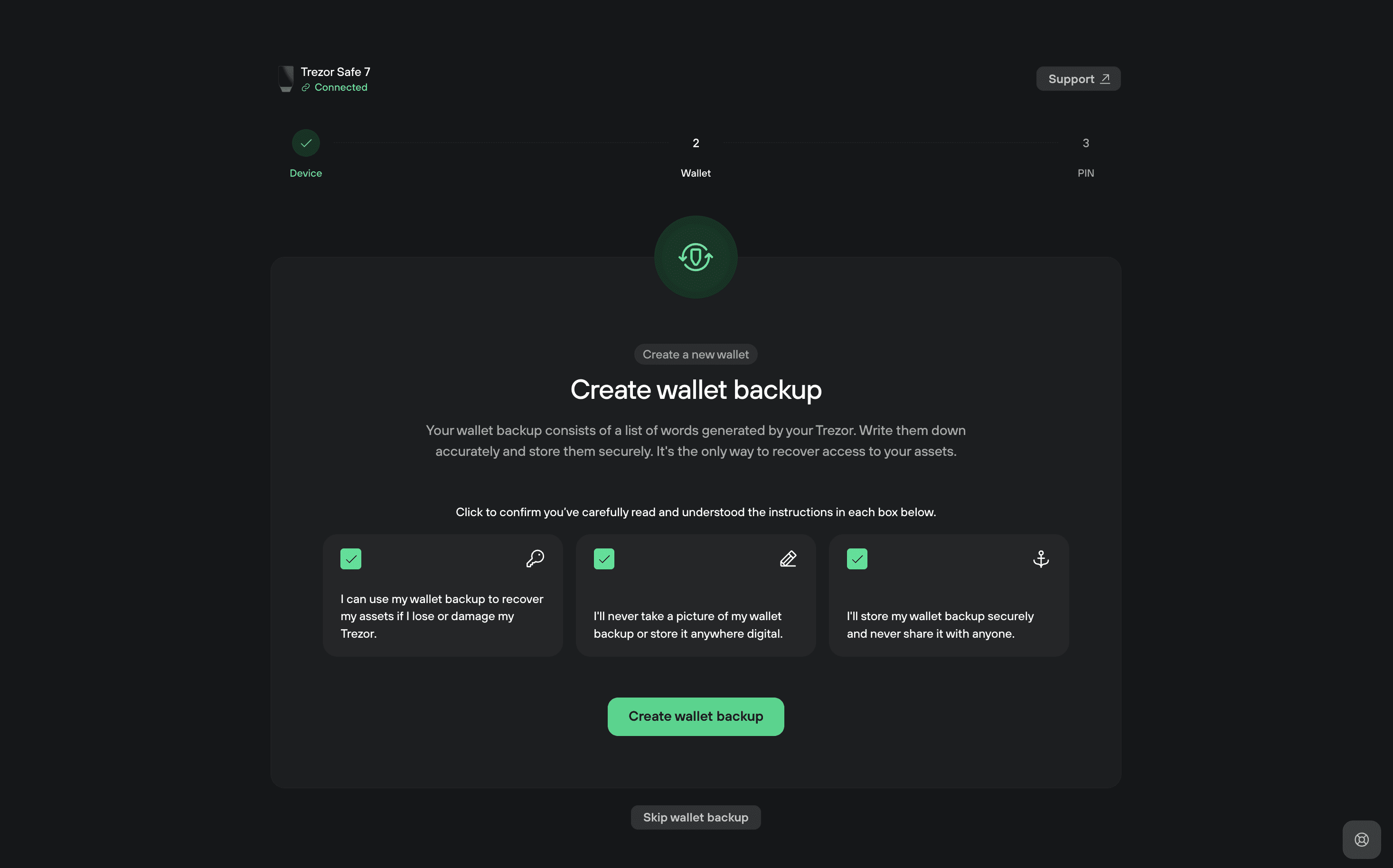 trezor safe 7 setup steps