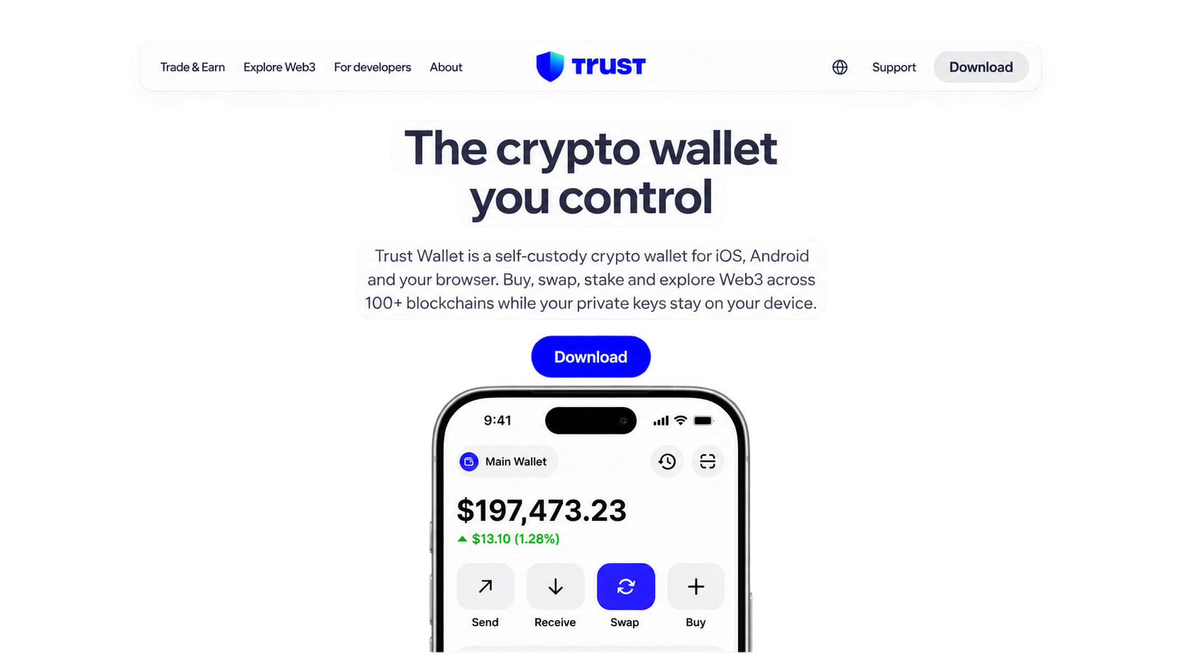 Trust Wallet Hero Section