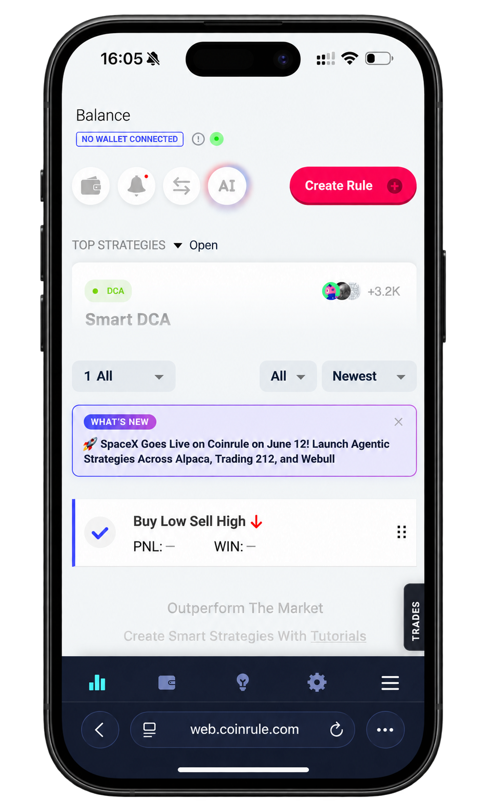 coinrule mobile based app crypto trading bot