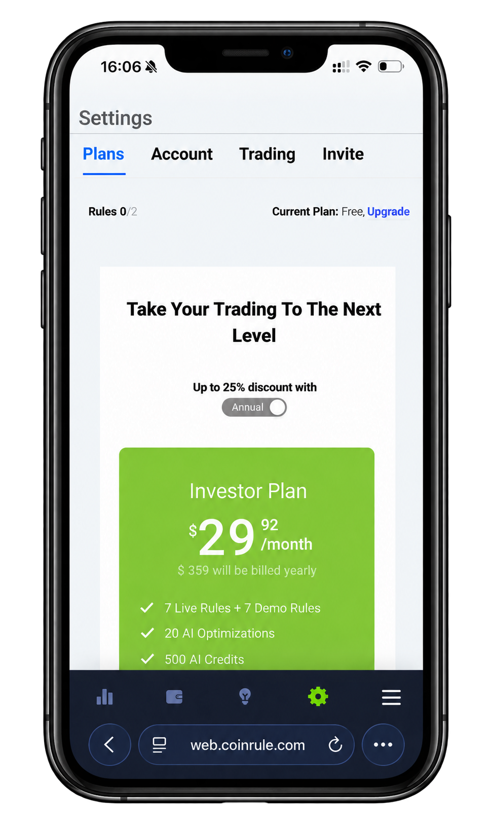 coinrule mobile based app crypto trading bot