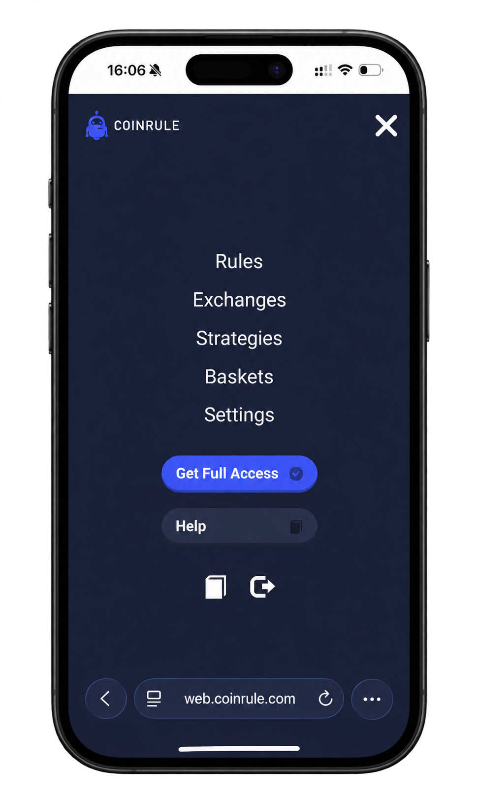 coinrule mobile based app crypto trading bot