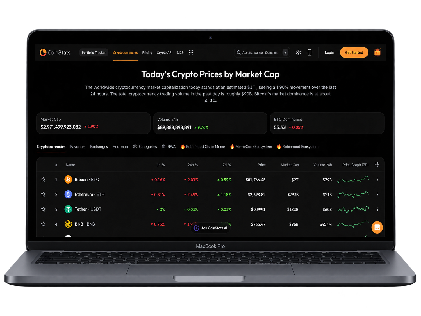 coinstats portfolio tracker web version