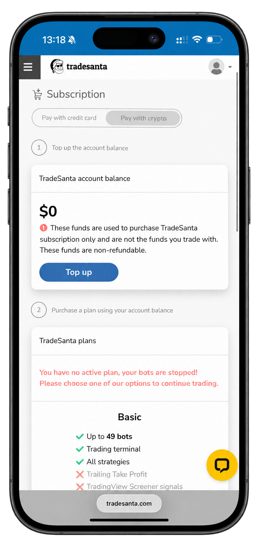 tradesanta crypto trading bot mobile app and version