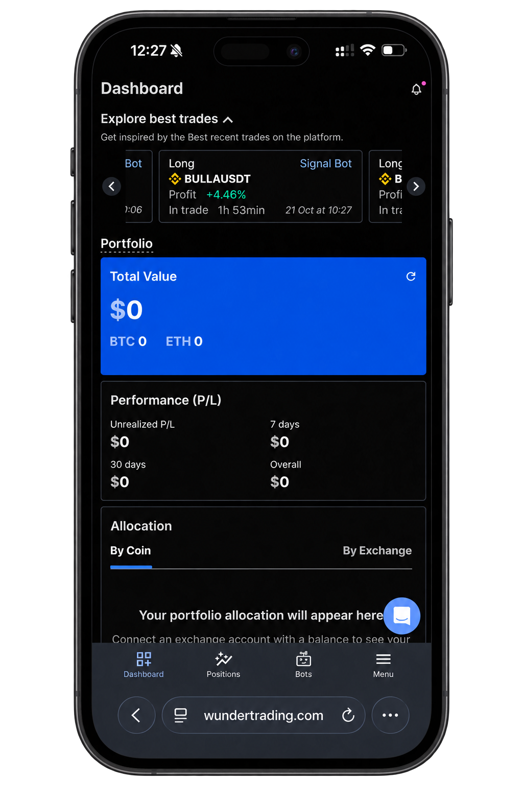 wundertrading mobile experience