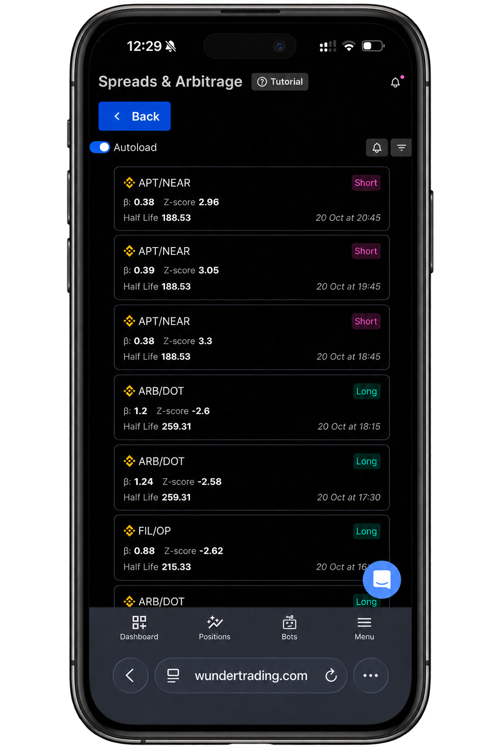 wundertrading mobile experience