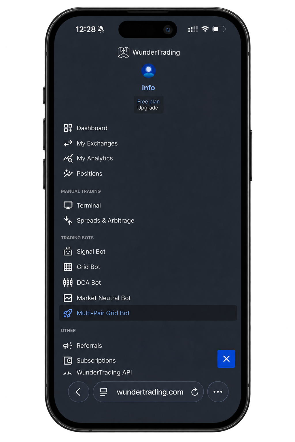wundertrading mobile experience