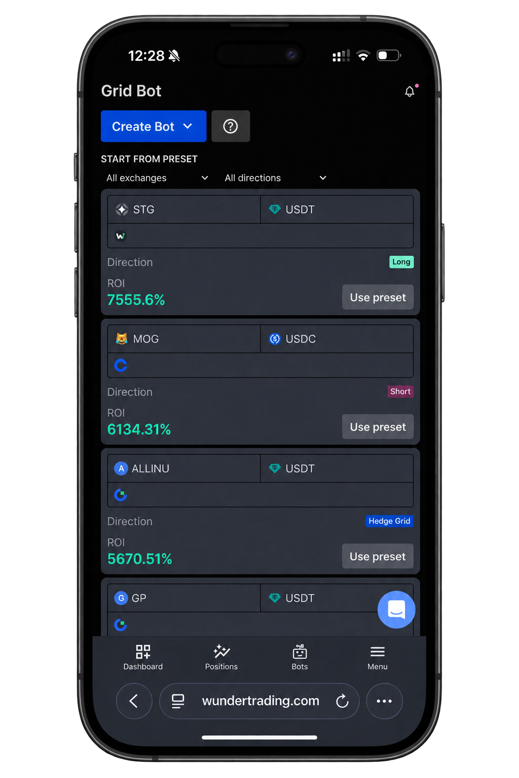 wundertrading mobile experience