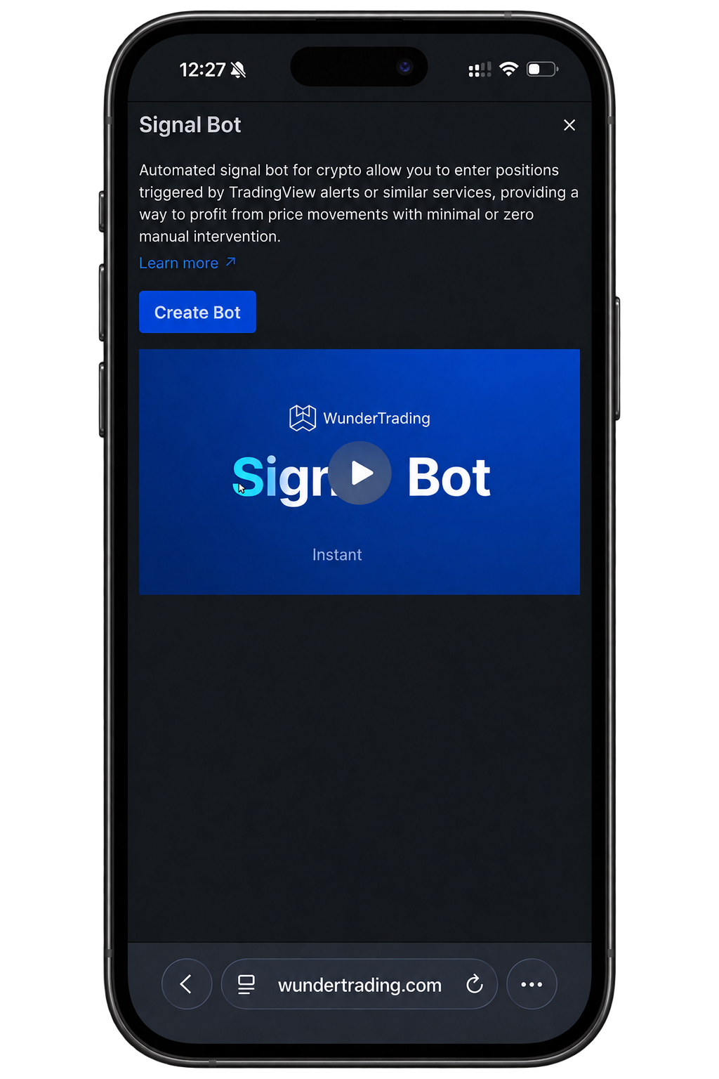wundertrading mobile experience